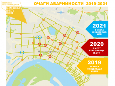 Информация о местах концентрации дорожно-транспортных происшествий за 2019-2021 годы